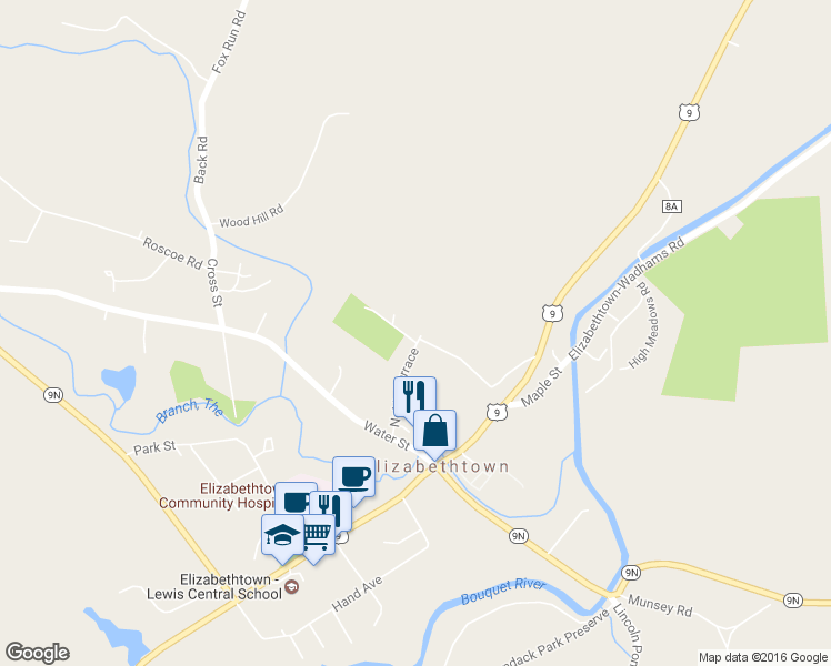 map of restaurants, bars, coffee shops, grocery stores, and more near 43 Noble Terrace in Elizabethtown