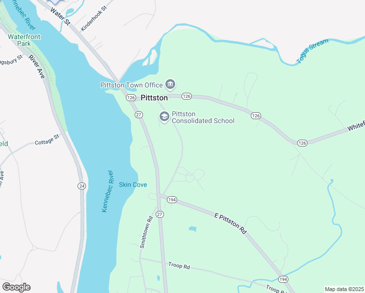 map of restaurants, bars, coffee shops, grocery stores, and more near Pittston School Street in Pittston