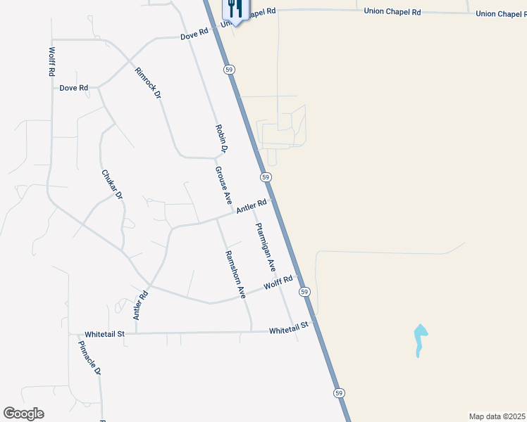 map of restaurants, bars, coffee shops, grocery stores, and more near 10655-10671 Highway 59 in Gillette
