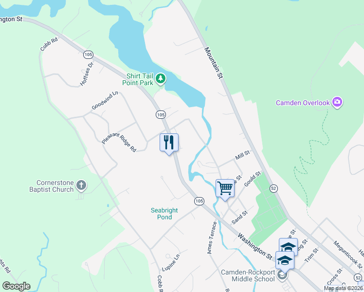 map of restaurants, bars, coffee shops, grocery stores, and more near 22 Madison Way in Camden