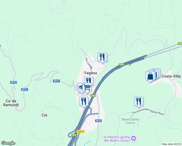 map of restaurants, bars, coffee shops, grocery stores, and more near 4 Via S. Giacomo in Feglino