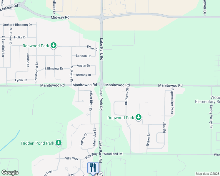 map of restaurants, bars, coffee shops, grocery stores, and more near W6469 Manitowoc Road in Menasha