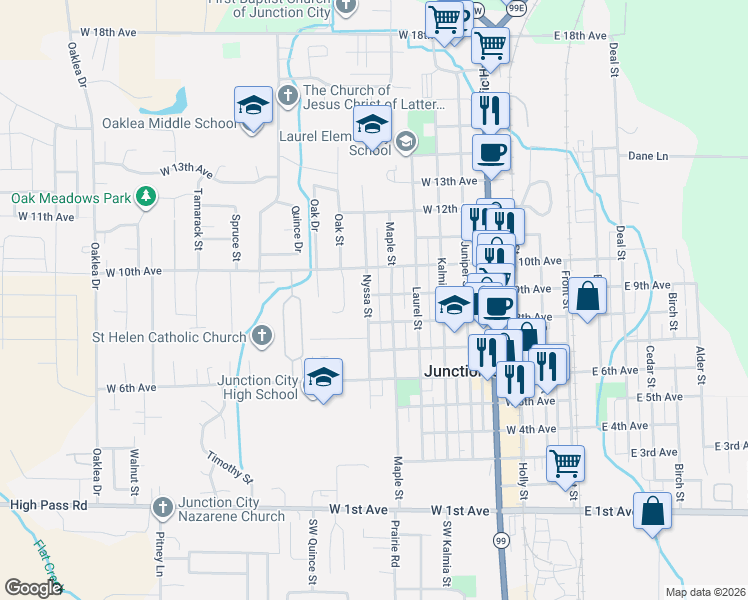 map of restaurants, bars, coffee shops, grocery stores, and more near 861 West 9th Avenue in Junction City