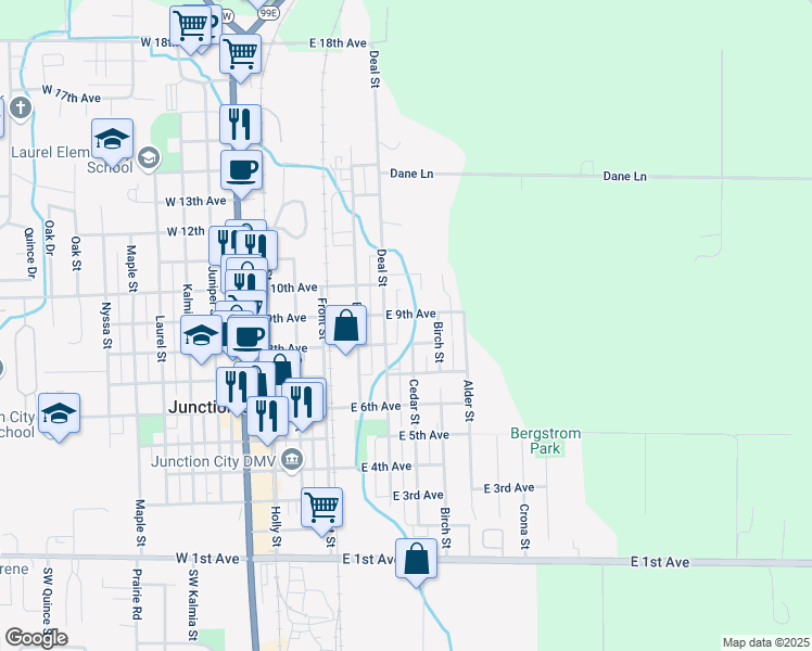 map of restaurants, bars, coffee shops, grocery stores, and more near 865 Deal Place in Junction City