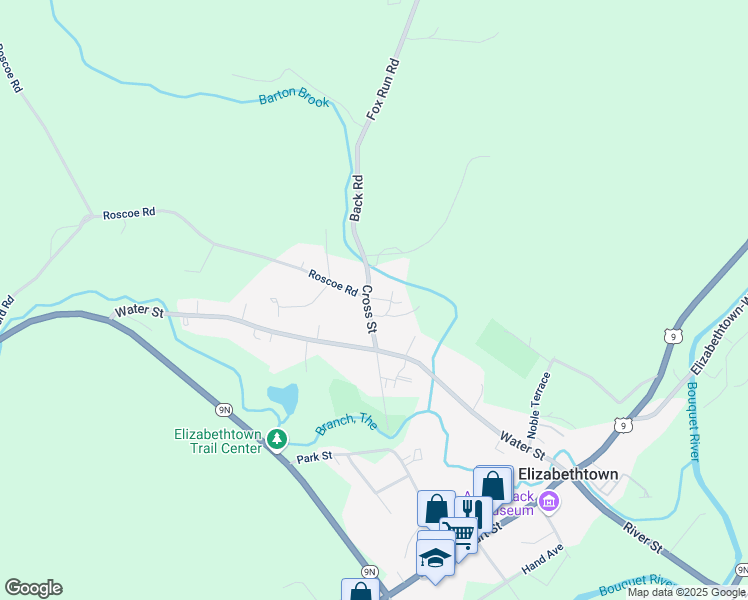 map of restaurants, bars, coffee shops, grocery stores, and more near 22 Cross St in Elizabethtown