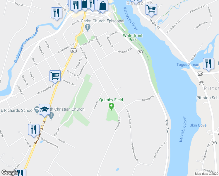 map of restaurants, bars, coffee shops, grocery stores, and more near 139 Dresden Avenue in Gardiner