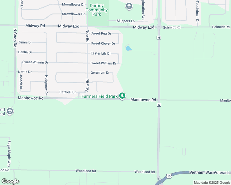 map of restaurants, bars, coffee shops, grocery stores, and more near W5820 Manitowoc Road in Appleton