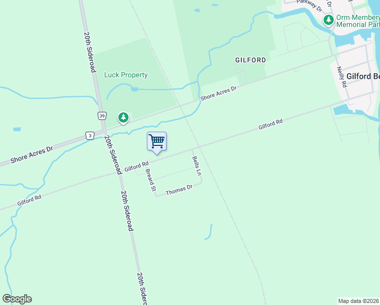 map of restaurants, bars, coffee shops, grocery stores, and more near 280 Bells Lane in Innisfil