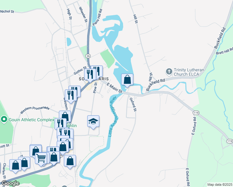 map of restaurants, bars, coffee shops, grocery stores, and more near 39 East Main Street in Paris