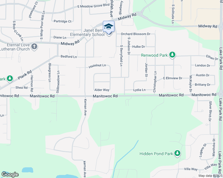 map of restaurants, bars, coffee shops, grocery stores, and more near N9138 Cherry Meadow Drive in Appleton