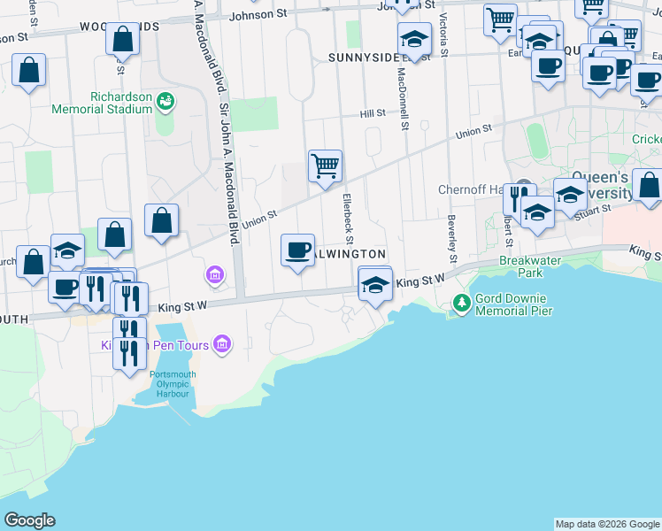 map of restaurants, bars, coffee shops, grocery stores, and more near 29 Livingston Avenue in Kingston