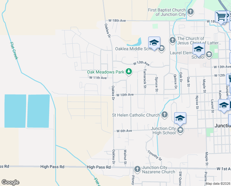 map of restaurants, bars, coffee shops, grocery stores, and more near 1924 West 10th Avenue in Junction City