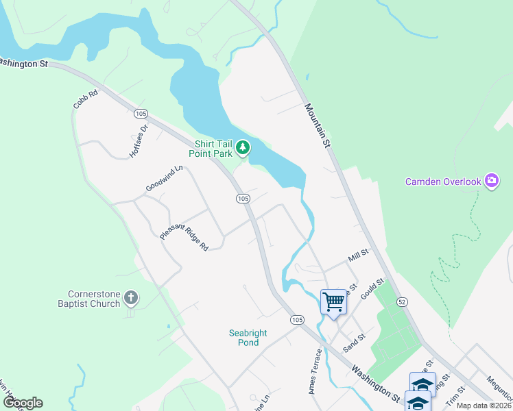 map of restaurants, bars, coffee shops, grocery stores, and more near 211 Washington Street in Camden