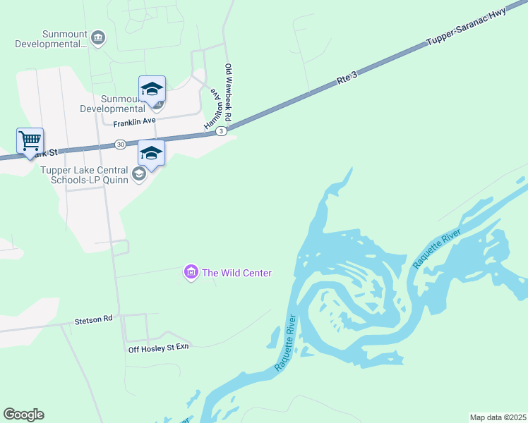 map of restaurants, bars, coffee shops, grocery stores, and more near 294 Hosley Avenue in Tupper Lake