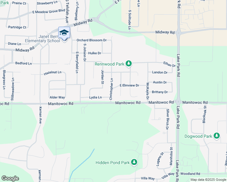 map of restaurants, bars, coffee shops, grocery stores, and more near N9134 Christopher Lane in Appleton