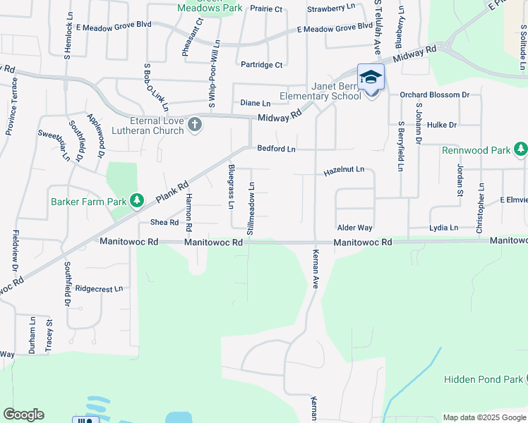map of restaurants, bars, coffee shops, grocery stores, and more near 2412 Red Fescue Court in Appleton