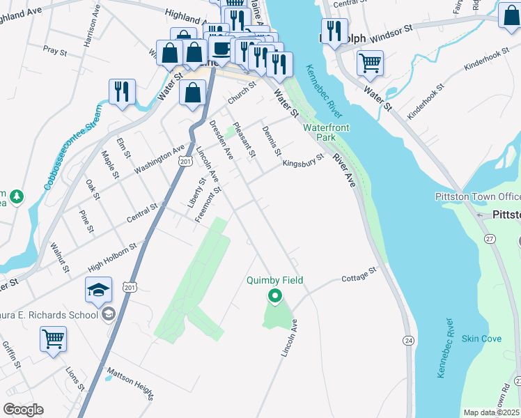 map of restaurants, bars, coffee shops, grocery stores, and more near Dresden Avenue in Gardiner