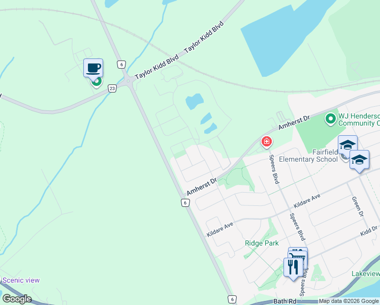 map of restaurants, bars, coffee shops, grocery stores, and more near 109 Pearce Street in Lennox and Addington County