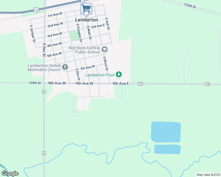 map of restaurants, bars, coffee shops, grocery stores, and more near 200 9th Avenue East in Lamberton