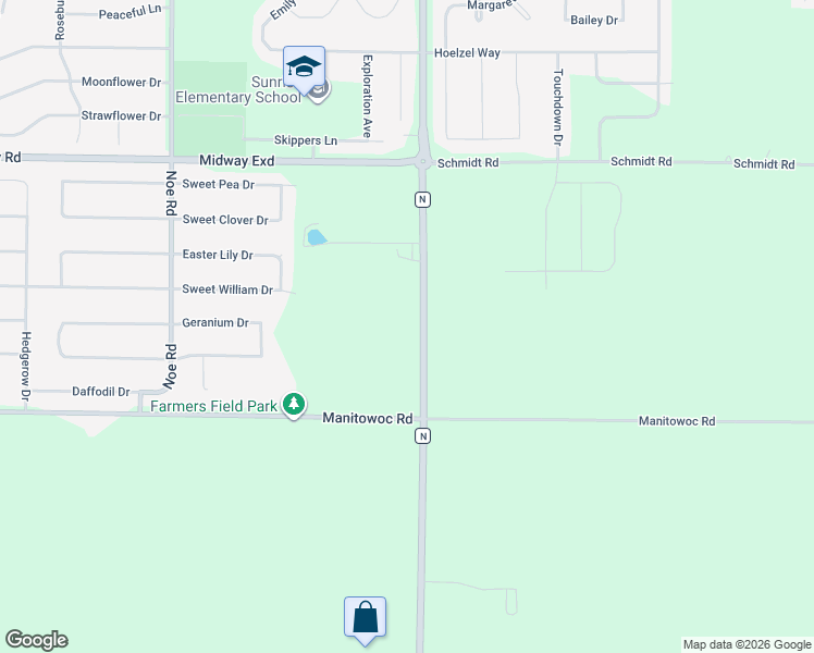 map of restaurants, bars, coffee shops, grocery stores, and more near N9175 County Road N in Appleton