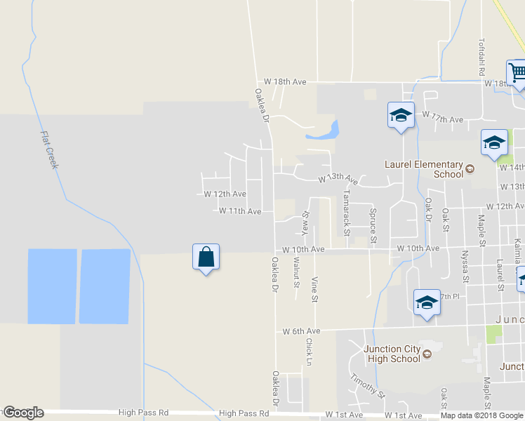 map of restaurants, bars, coffee shops, grocery stores, and more near 1109 Alderdale Drive in Junction City