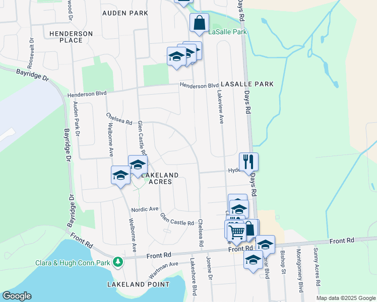 map of restaurants, bars, coffee shops, grocery stores, and more near 251 Chelsea Road in Kingston