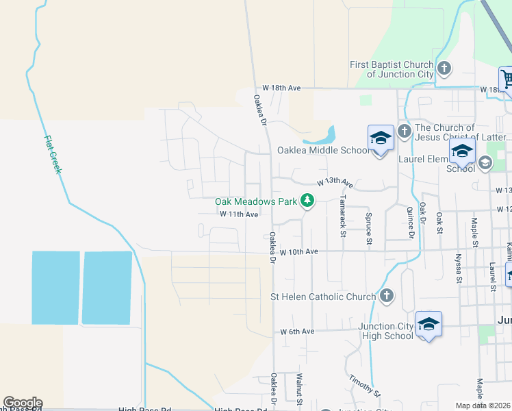 map of restaurants, bars, coffee shops, grocery stores, and more near 1143 Alderdale Drive in Junction City