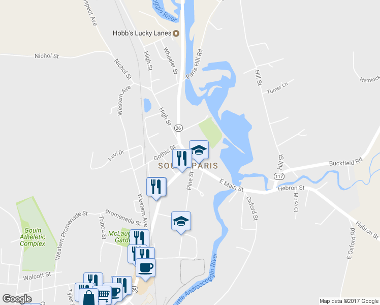 map of restaurants, bars, coffee shops, grocery stores, and more near 1 High Street in Paris