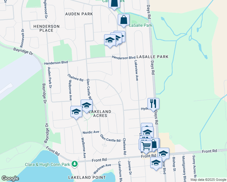 map of restaurants, bars, coffee shops, grocery stores, and more near 251 Chelsea Road in Kingston