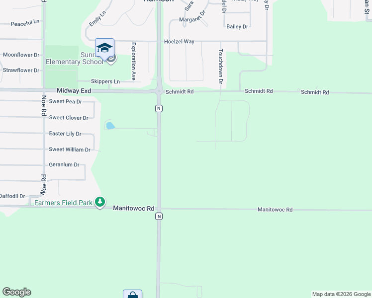 map of restaurants, bars, coffee shops, grocery stores, and more near N9175 County Road N in Appleton