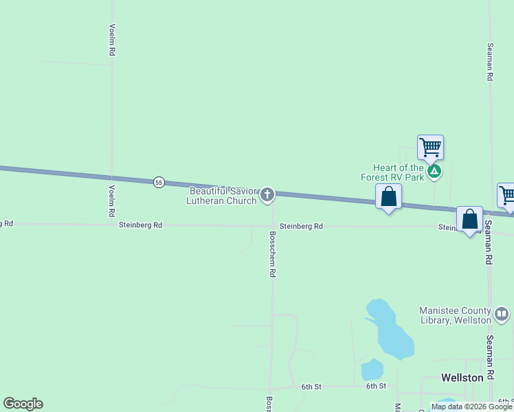 map of restaurants, bars, coffee shops, grocery stores, and more near 16600 Steinberg Road in Wellston