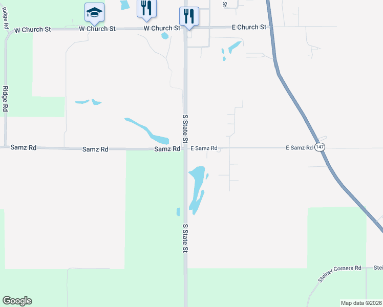 map of restaurants, bars, coffee shops, grocery stores, and more near 110 East Samz Road in Mishicot
