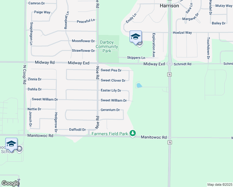 map of restaurants, bars, coffee shops, grocery stores, and more near W5859 Easter Lily Drive in Appleton