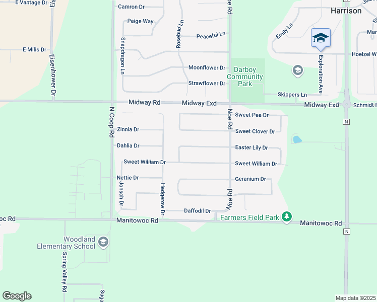 map of restaurants, bars, coffee shops, grocery stores, and more near 5958 Easter Lily Drive in Appleton