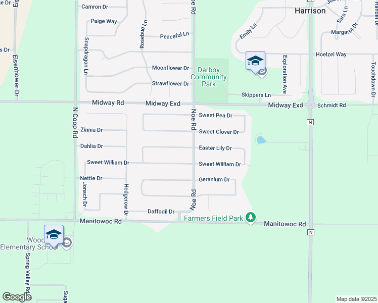 map of restaurants, bars, coffee shops, grocery stores, and more near W5905 Easter Lily Drive in Appleton