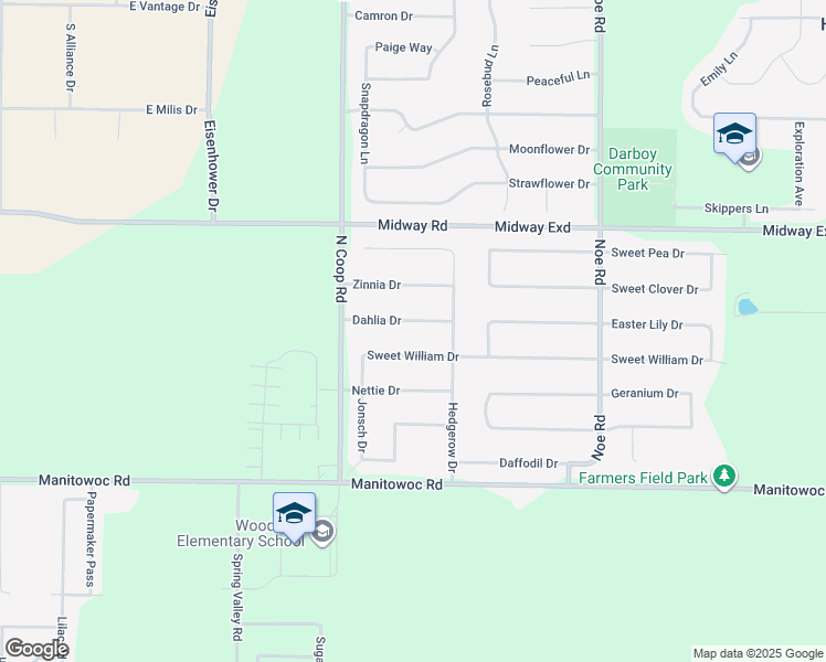 map of restaurants, bars, coffee shops, grocery stores, and more near W6051 Dahlia Drive in Appleton
