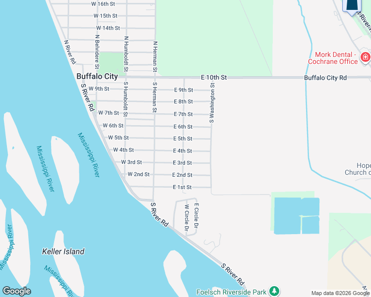 map of restaurants, bars, coffee shops, grocery stores, and more near 106 East 4th Street in Cochrane