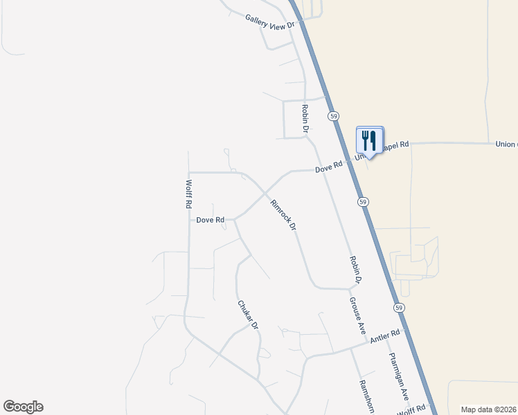 map of restaurants, bars, coffee shops, grocery stores, and more near 2600 Dove Road in Gillette