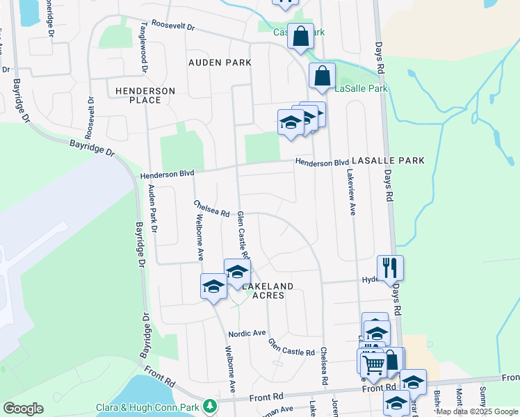 map of restaurants, bars, coffee shops, grocery stores, and more near 324 Chelsea Road in Kingston