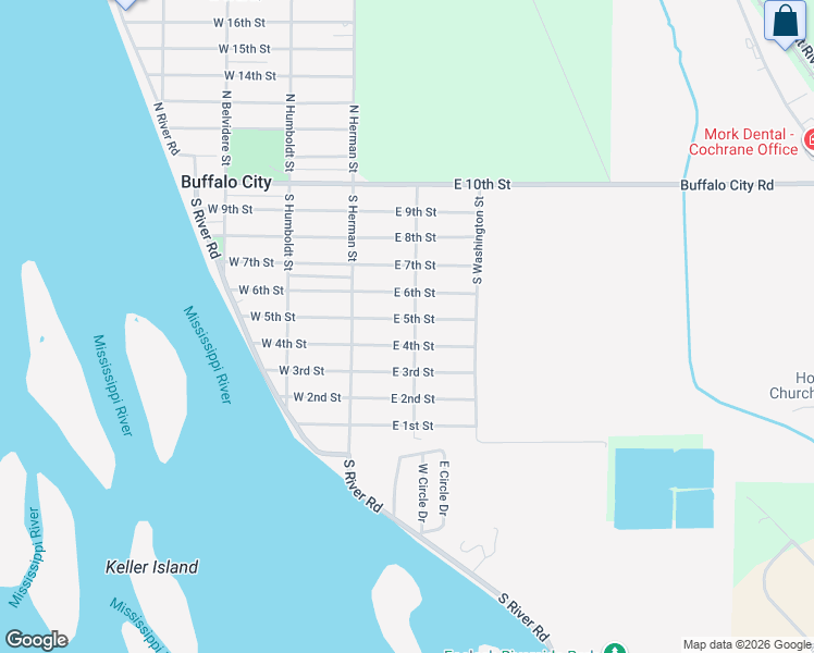 map of restaurants, bars, coffee shops, grocery stores, and more near 106 East 4th Street in Cochrane