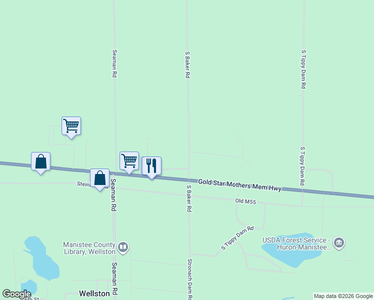 map of restaurants, bars, coffee shops, grocery stores, and more near 1035 South Baker Road in Wellston
