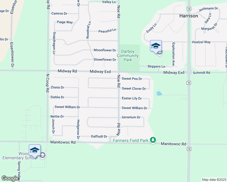 map of restaurants, bars, coffee shops, grocery stores, and more near W5905 Easter Lily Drive in Appleton
