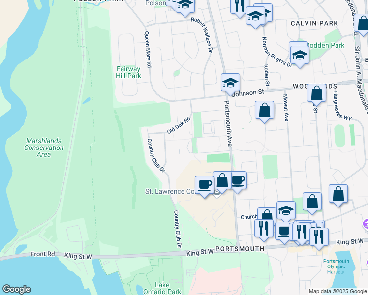 map of restaurants, bars, coffee shops, grocery stores, and more near in Kingston