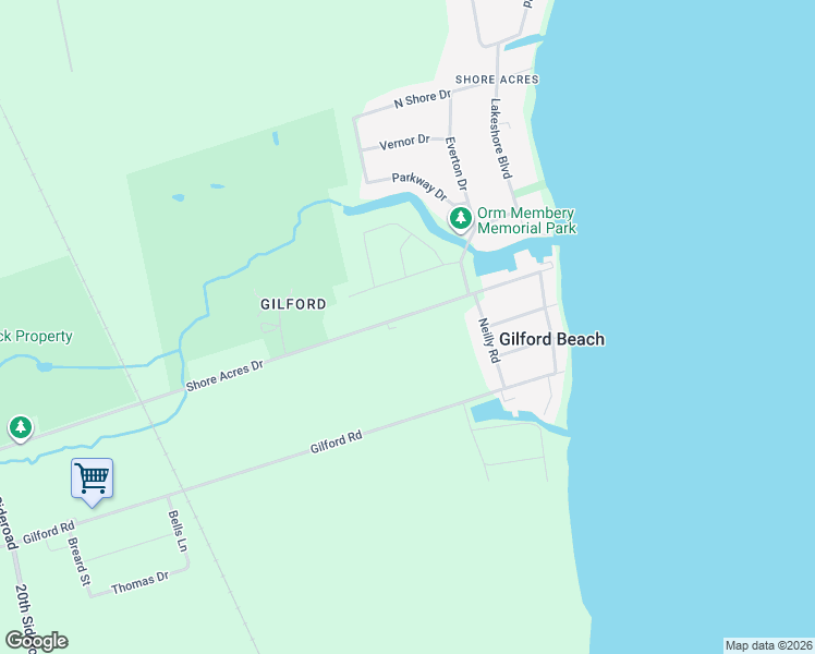 map of restaurants, bars, coffee shops, grocery stores, and more near 1195 Shore Acres Drive in Innisfil