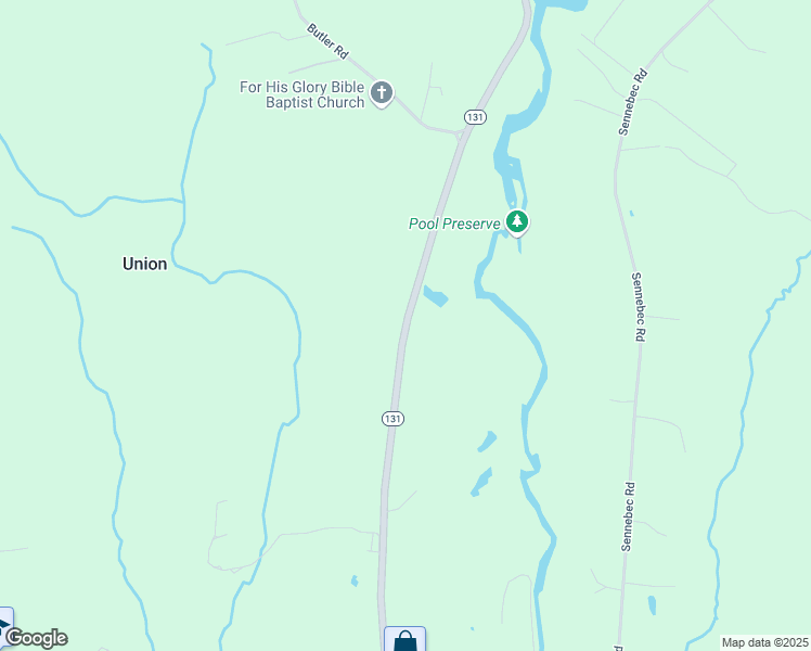 map of restaurants, bars, coffee shops, grocery stores, and more near Maine 131 in Union