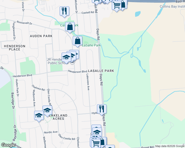 map of restaurants, bars, coffee shops, grocery stores, and more near 322 Lakeview Avenue in Kingston