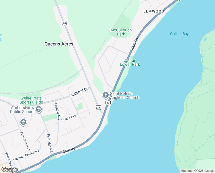 map of restaurants, bars, coffee shops, grocery stores, and more near 4327 Bath Road in Kingston