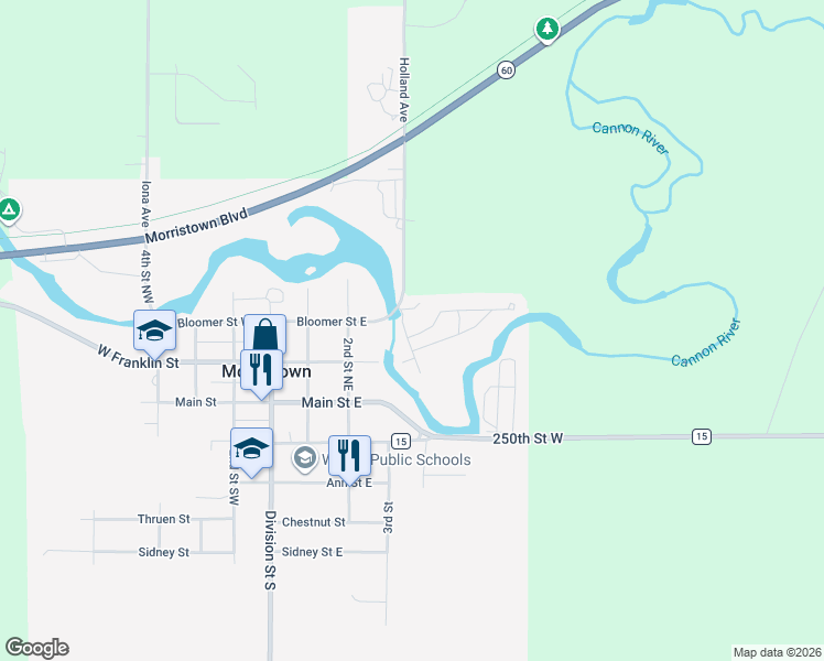 map of restaurants, bars, coffee shops, grocery stores, and more near 24797 Holland Avenue in Morristown