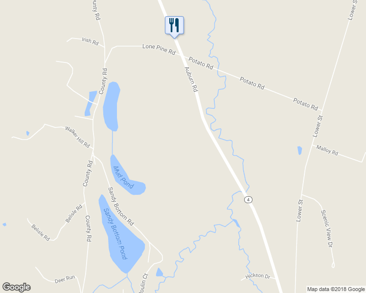 map of restaurants, bars, coffee shops, grocery stores, and more near 722 Auburn Road in Turner