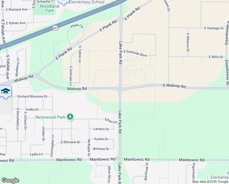 map of restaurants, bars, coffee shops, grocery stores, and more near N9303 County Road N in Appleton